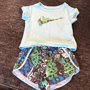 Nike Kids Light Blue Top with Patterned Shorts